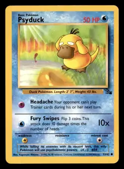 Pokemon TCG Fossil Psyduck Common 53/62 WOTC - Image 1