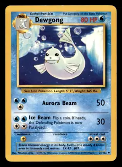Dewgong 25/102 Uncommon Base Set Unlimited Pokemon Lightly Played - Image 1
