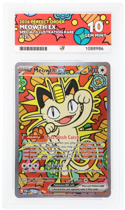 Pokemon TCG ACE 10 Meowth ex SIR 121/088 Perfect Order - Beckett 10 potential - Image 3