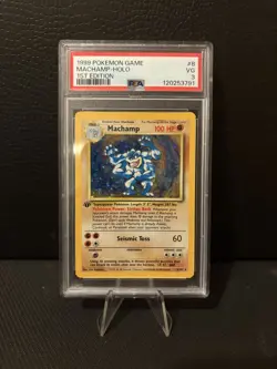 1999 POKEMON BASE SET 1ST EDITION #8 MACHAMP-HOLO PSA 3 - Image 3