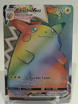 Pokemon Vivid Voltage Rainbow Pikachu VMAX Gigantamax 188/185 Secret Rare HP - Image 1
