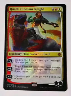 Foil Huatli Dinosaur Knight MTG, Ixalan, NM, Legendary Planeswalker, Mythic - Image 1