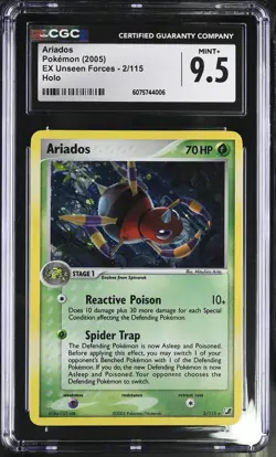 Ariados 2/115 Holo EX Unseen Forces Pokemon CGC 9.5 Mint+ - Image 1