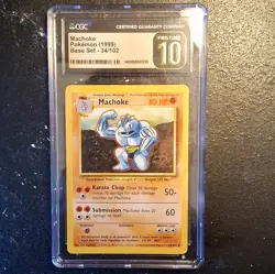Wizards of the Coast 1999 Pokemon Base Set Machoke 34/102 CGC Pristine 10 - Image 1