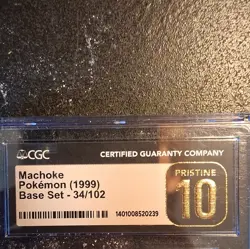 Wizards of the Coast 1999 Pokemon Base Set Machoke 34/102 CGC Pristine 10 - Image 4