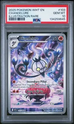 2025 POKEMON WHT EN-WHITE FLARE ILLUSTRATION RARE #103 CHANDELURE PSA 10 - Image 1