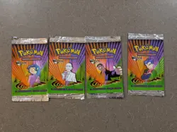 POKEMON TCG 2000 Gym Challenge Unlimited Booster Packs Empty Art Set NO CARDS - Image 1