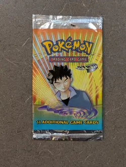 POKEMON TCG 2000 Gym Heroes Unlimited Empty Booster Pack BROCK NO CARDS - Image 1
