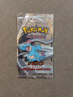 POKEMON TCG 2001 Neo Genesis Unlimited Empty Booster Pack FERALIGATR NO CARDS - Image 1