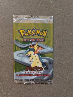 POKEMON TCG 2001 Neo Genesis Unlimited Empty Booster Pack TYPHLOSION NO CARDS - Image 1