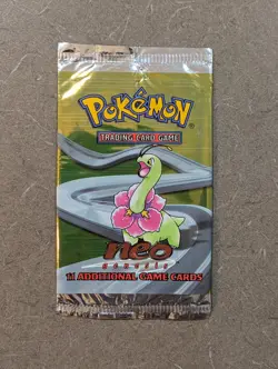 POKEMON TCG 2001 Neo Genesis Unlimited Empty Booster Pack MEGANIUM NO CARDS - Image 1