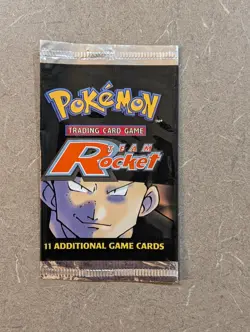 POKEMON TCG 2000 Team Rocket Unlimited Empty Booster Pack GIOVANNI NO CARDS - Image 1