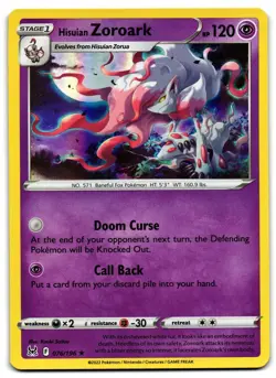 Hisuian Zoroark 076/196 - 🌊 Lost Origin Rare Pokemon TCG Holo 🖤 - LP - Image 1