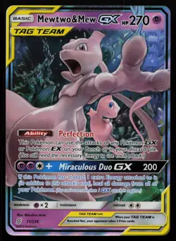 Mewtwo & Mew GX 71/236 Unified Minds UNM Holo GX Rare Pokemon LP - Image 1