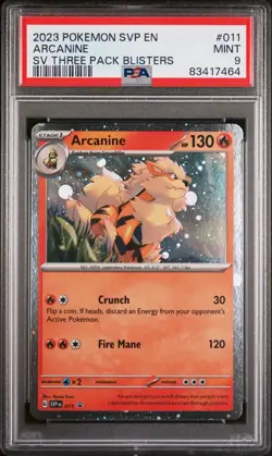 PSA 9 ARCANINE 011 SCARLET & VIOLET THREE PACK BLISTER POKEMON - Image 1