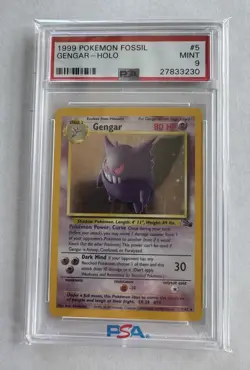 1999 Pokemon Fossil Gengar Holo 5/62 #5 PSA 9 - Image 1