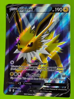 Pokemon TCG Jolteon V (Full Art) 177/203 SWSH07: Evolving Skies Ultra Rare LP - Image 1