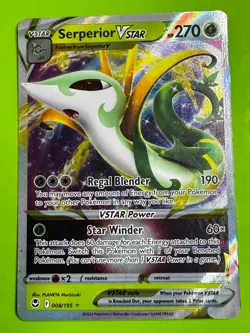 Pokemon TCG Serperior VSTAR 008/195 SWSH12: Silver Tempest Ultra Rare DMG - Image 1