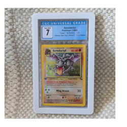 CGC 7 1999 Pokemon TCG Fossil Aerodactyl Holo 1st Edition Prerelease 1/62 - Image 1