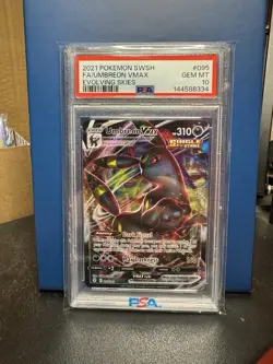 2021 Pokemon Sword & Shield Umbreon VMAX FA Evolving Skies PSA 10 - Image 1