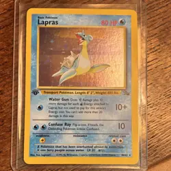 Pokemon Lapras 10/62 Fossil 1st Edition Holo Rare 80 HP Basic 1999 Card - Image 2