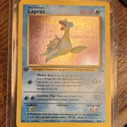 Pokemon Lapras 10/62 Fossil 1st Edition Holo Rare 80 HP Basic 1999 Card - Image 3