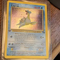 Pokemon Lapras 10/62 Fossil 1st Edition Holo Rare 80 HP Basic 1999 Card - Image 4
