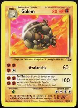 GOLEM 36/62 UNCOMMON FOSSIL POKEMON MP - Image 1