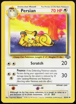 PERSIAN 42/64 UNCOMMON JUNGLE POKEMON UNLIMITED LP - Image 1