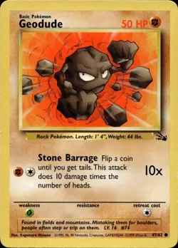 GEODUDE 47/62 COMMON FOSSIL POKEMON UNLIMITED MP - Image 1