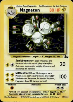 MAGNETON 11/62 HOLO RARE FOSSIL POKEMON UNLIMITED HOLO HP - Image 1