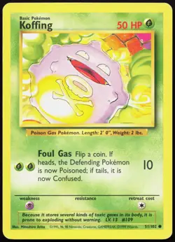 KOFFING 51/102 COMMON BASE SET UNLIMITED POKEMON MP - Image 1