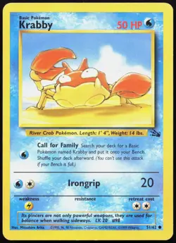KRABBY 51/62 COMMON FOSSIL POKEMON MP - Image 1