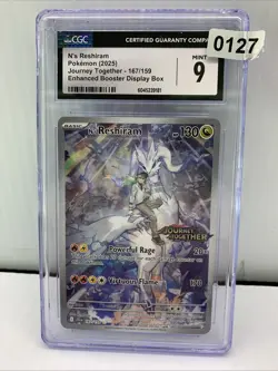 Pokemon CGC 9 N's Reshiram Stamped Promo From Journey Together Enhanced Booster - Image 1