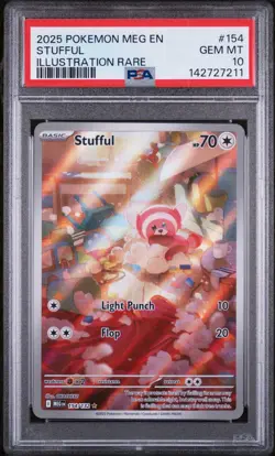 Stufful ~ 2025 Pokemon Mega Evolution #154/132 Illustration Rare ~ PSA 10 GEM MT - Image 1