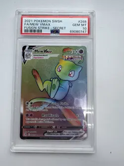 PSA 10 GEM MINT Mew VMAX Secret Rare Full Art 268/264 Fusion Strike 2021 Pokemon - Image 1