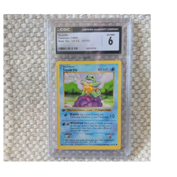 CGC 6 1999 Pokemon TCG Base Set Shadowless Squirtle 1st Ed #63/102 ENG - Image 1