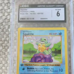 CGC 6 1999 Pokemon TCG Base Set Shadowless Squirtle 1st Ed #63/102 ENG - Image 3
