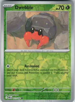 Dwebble 011/182 Common Destined Rivals Pokemon Reverse Holo Near Mint - Image 1