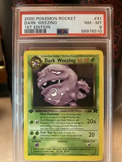 PSA 8 Dark Weezing 1st Edition Team Rocket Mint Pokemon - Image 1