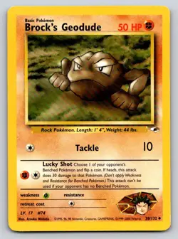 Brock's Geodude 38/132 Uncommon Gym Heroes Pokemon Moderately Played - Image 1