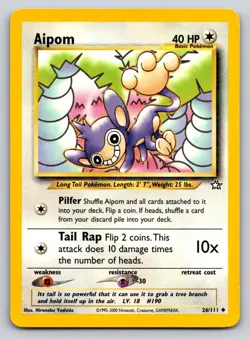 Aipom 26/111 Uncommon Neo Genesis Pokemon Moderately Played - Image 1