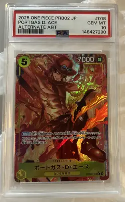 PORTGAS D. ACE PSA 10 Alt Art ONE PIECE JAPANESE PRB02-018 THE BEST VOL.2 Card - Image 1