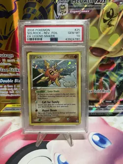 Pokemon Solrock EX Legend Maker Reverse Holo Rare #25 PSA 10 Gem Mint - Image 1
