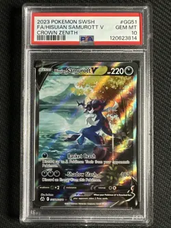 Pokemon Hisuian Samurott V Full Art (PSA 10 Gem Mint) Crown Zenith #GG51/GG70 - Image 1