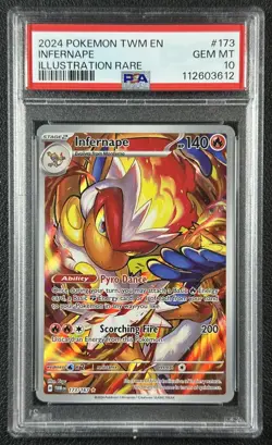INFERNAPE PSA 10 2024 POKEMON TWILIGHT MASQUERADE TWM #173/167 ILLUSTRATION RARE - Image 3