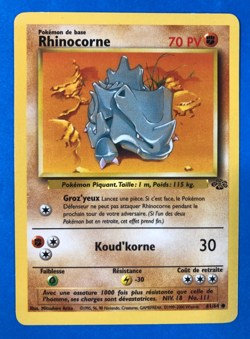 Rhyhorn Rhinocorne 61/64 Vintage French Pokemon Jungle Set Nice LP+/NM! - Image 1