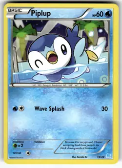 Piplup 16/30 Common XY Trainer Kit: Pikachu Libre & Suicune Pokemon Near Mint - Image 1