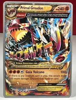 Pokemon Primal Groudon EX Holo 86/160 2015 World Championships w/Mega Sleeve - Image 1