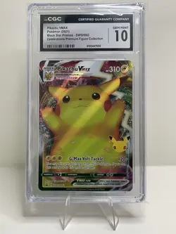 Pokemon Celebrations Pikachu VMAX black star promos - SWSH062 CGC 10 - Image 1
